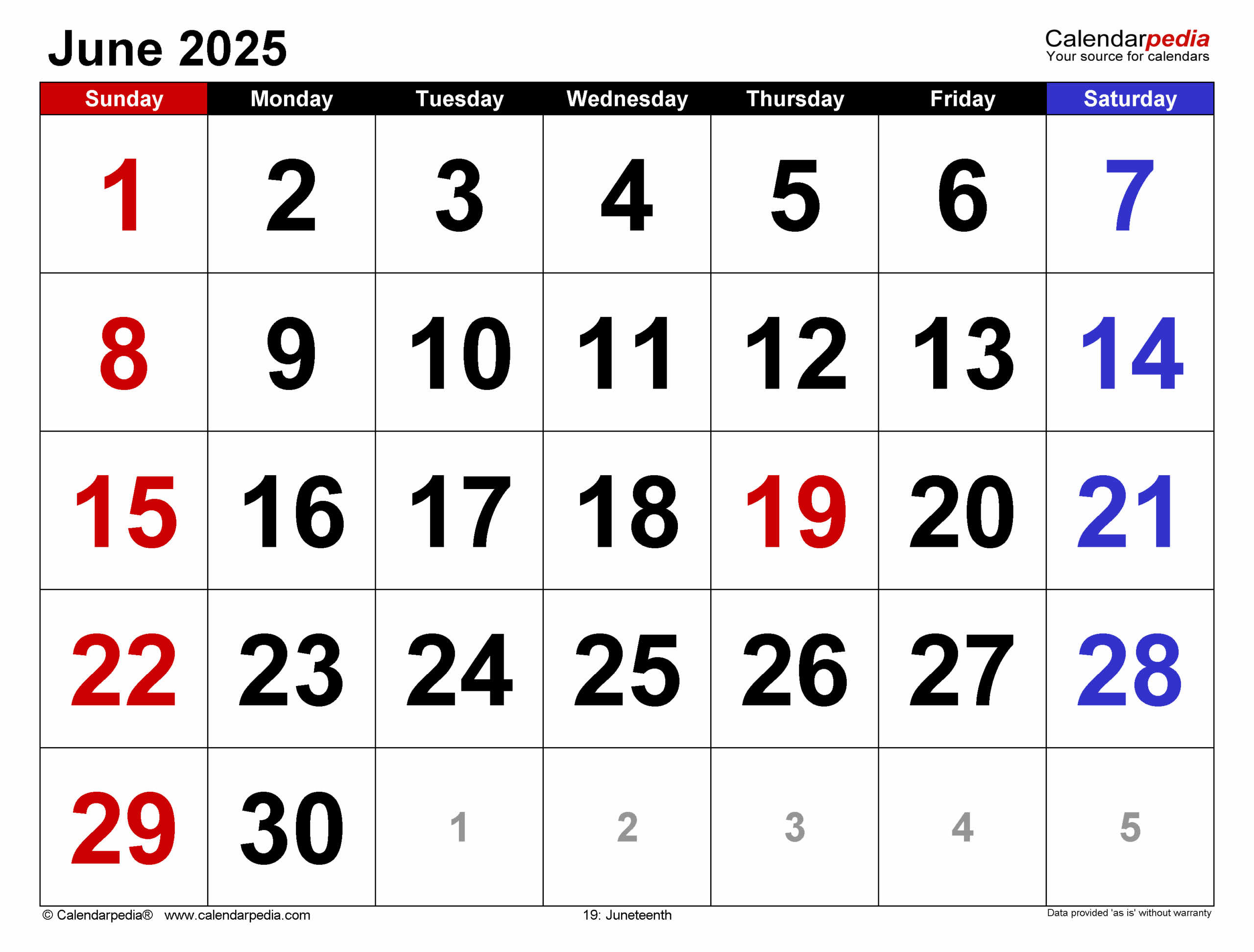 Show June Calendar 2025