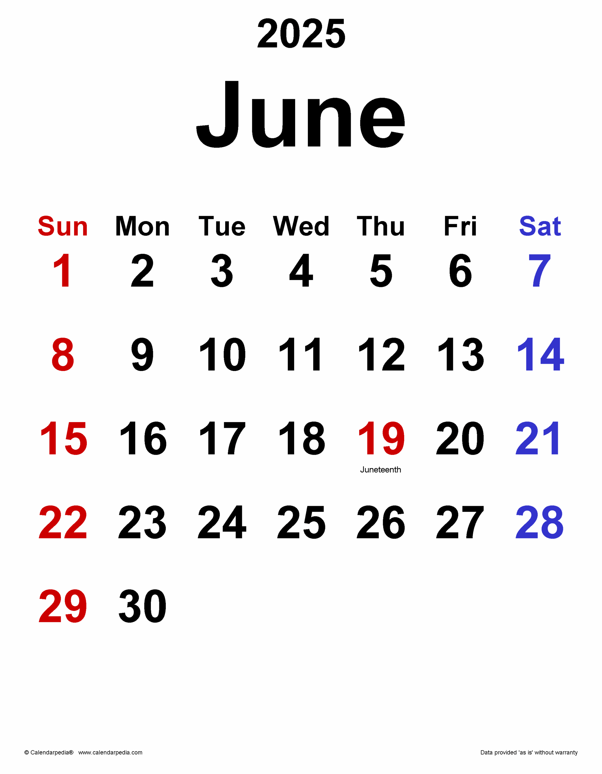 June 2025 Calendar Templates For PDF Excel And Word