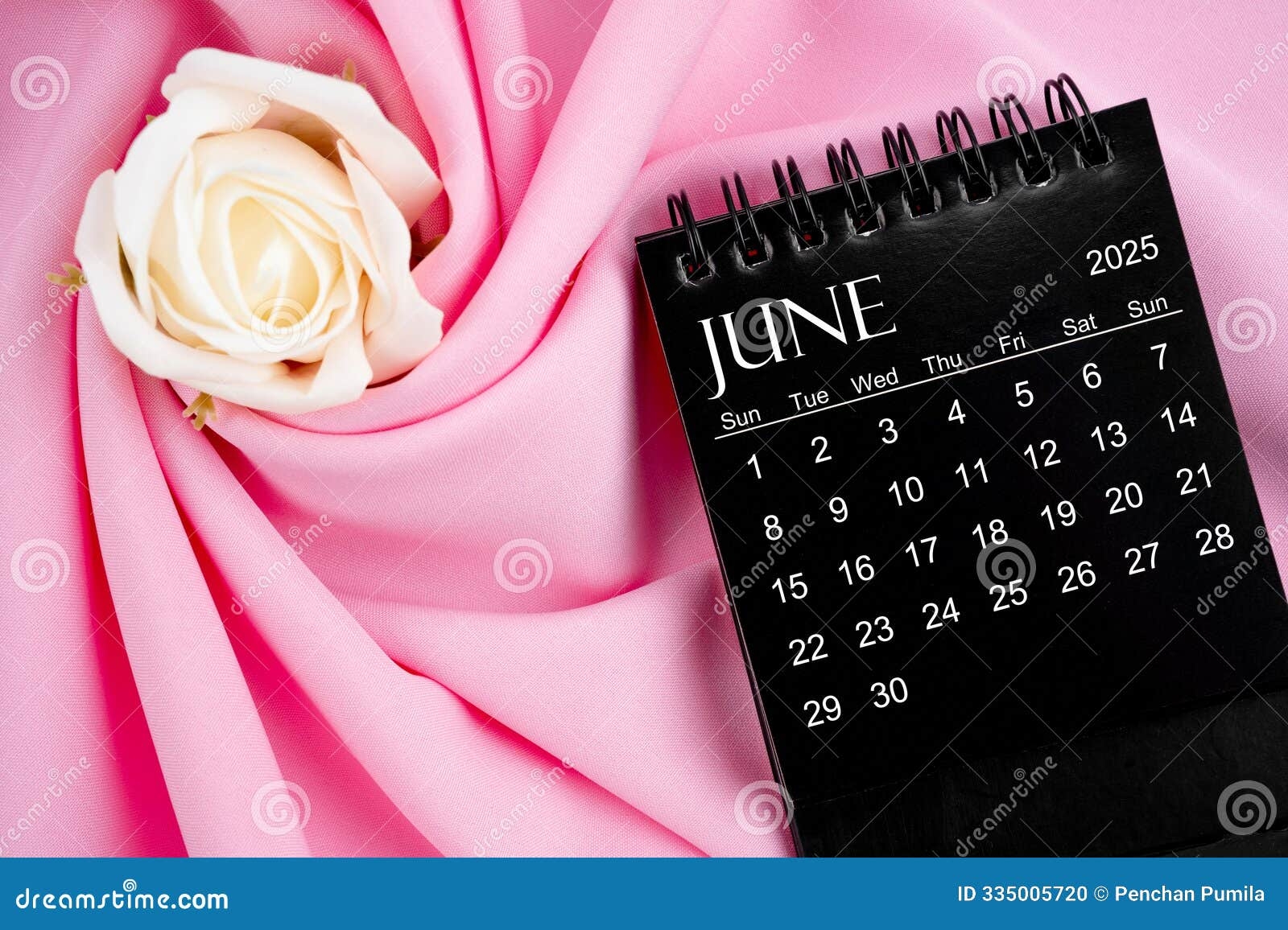 June 2025 Desk Calendar Black Color And Rose On Extile Background Stock Photo Image Of Holiday Date 335005720