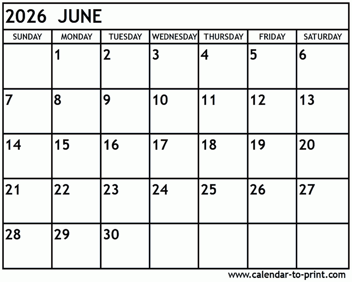 September 2025 June 2026 Calendar Printable