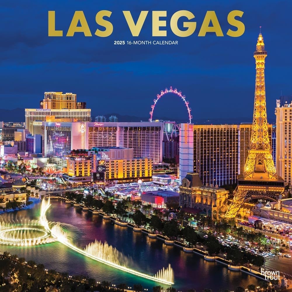 Las Vegas 2025 12 X 24 Inch Monthly Square Wall Calendar Foil Stamped Cover Plastic Free Amazon ca Office Products