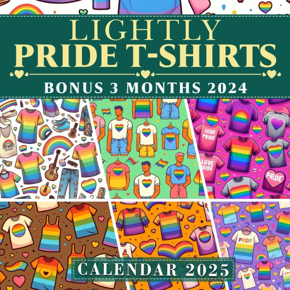 Lightly Pride T shirts Calendar 2025 From Oct 2024 To Dec 2025 With 15 Months And LGBT Photography For Organizing U0026 Planning Perfect Gift For 