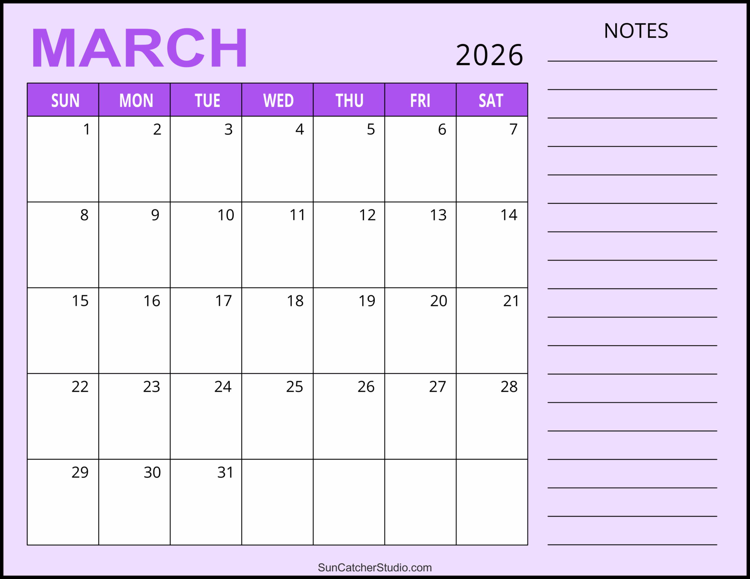 March 2026 Calendar Free Printable Free Printables Monograms Design Tools Patterns U0026 DIY Projects