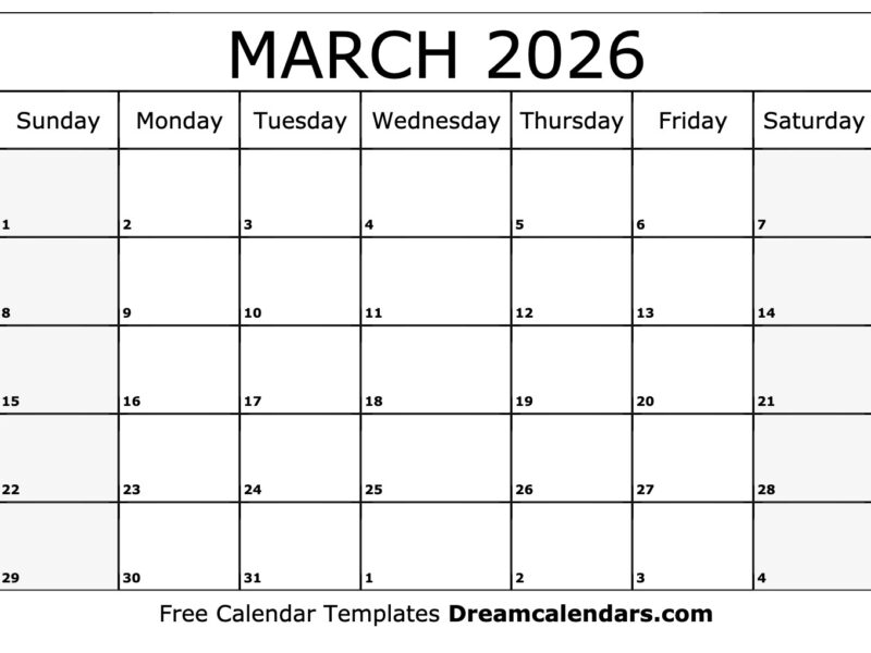 March 2026 Calendar Free Printable With Holidays And Observances