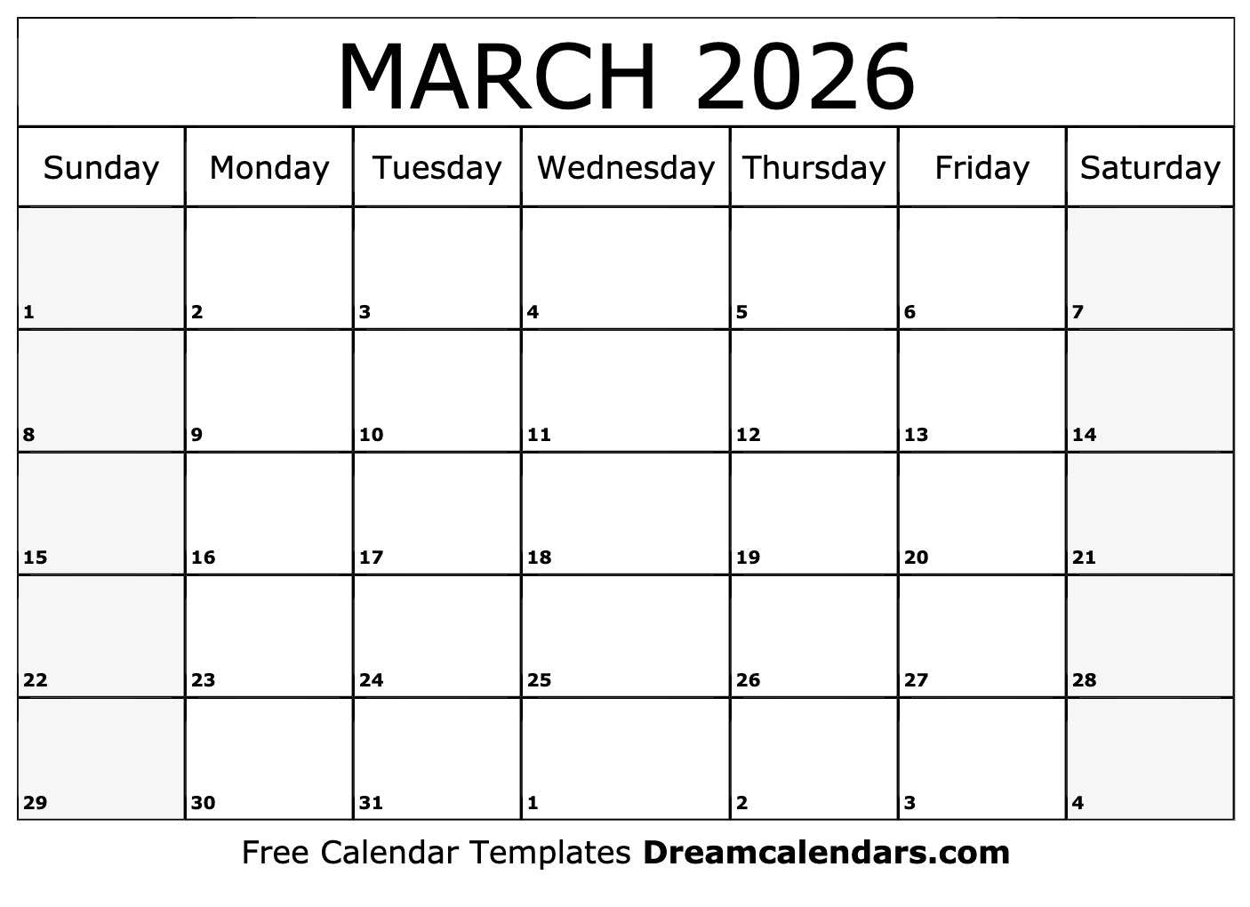 March 2026 Calendar Free Printable With Holidays And Observances