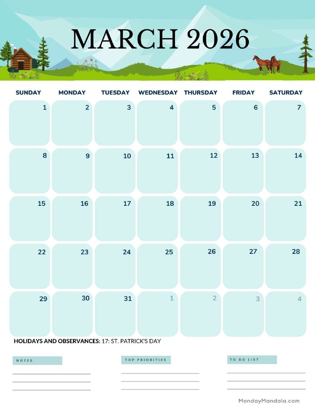 March 2026 Calendars Free PDF Printables 