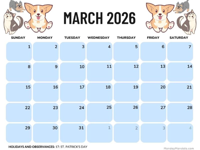 March 2026 Calendars Free PDF Printables