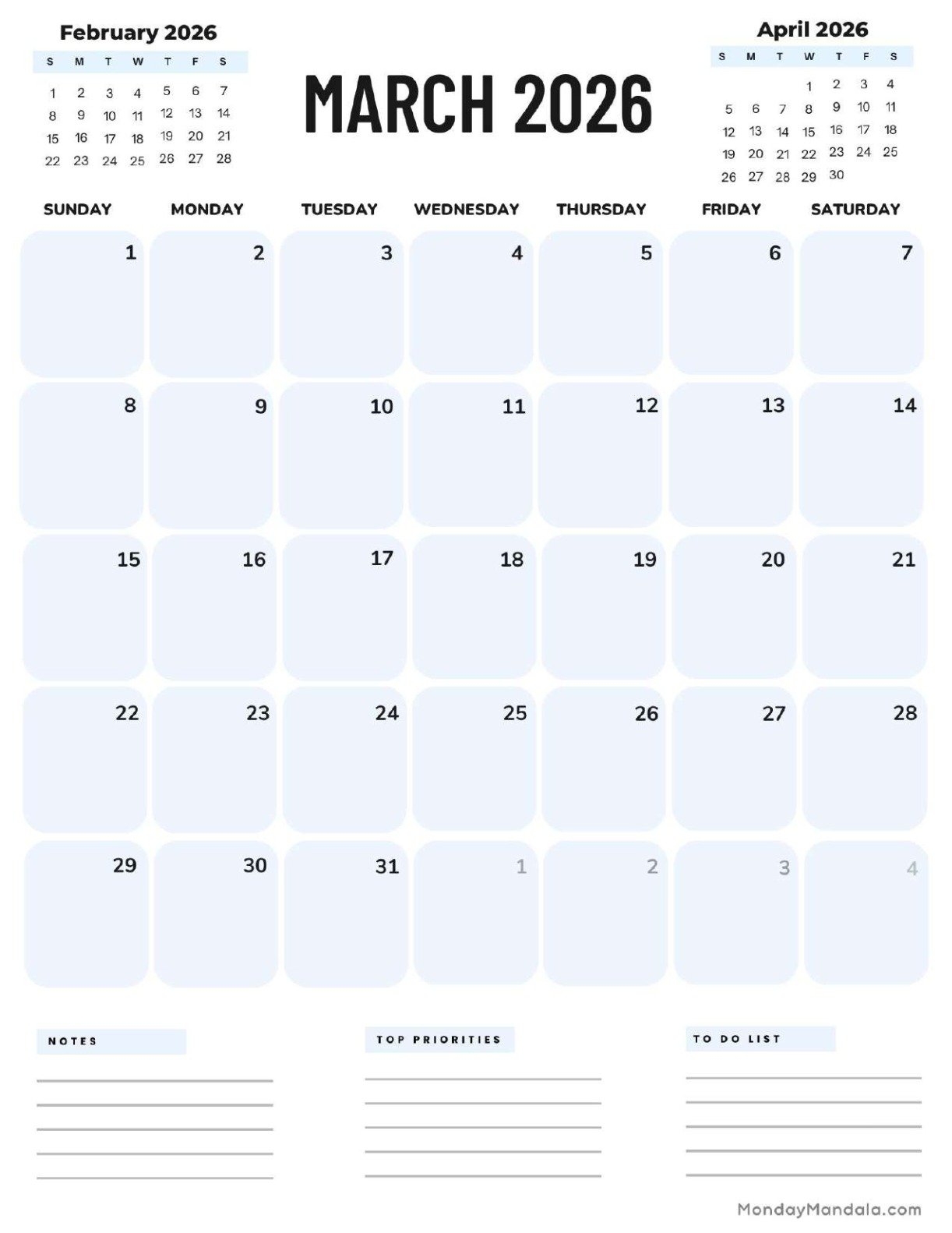 March 2026 Calendars Free PDF Printables 