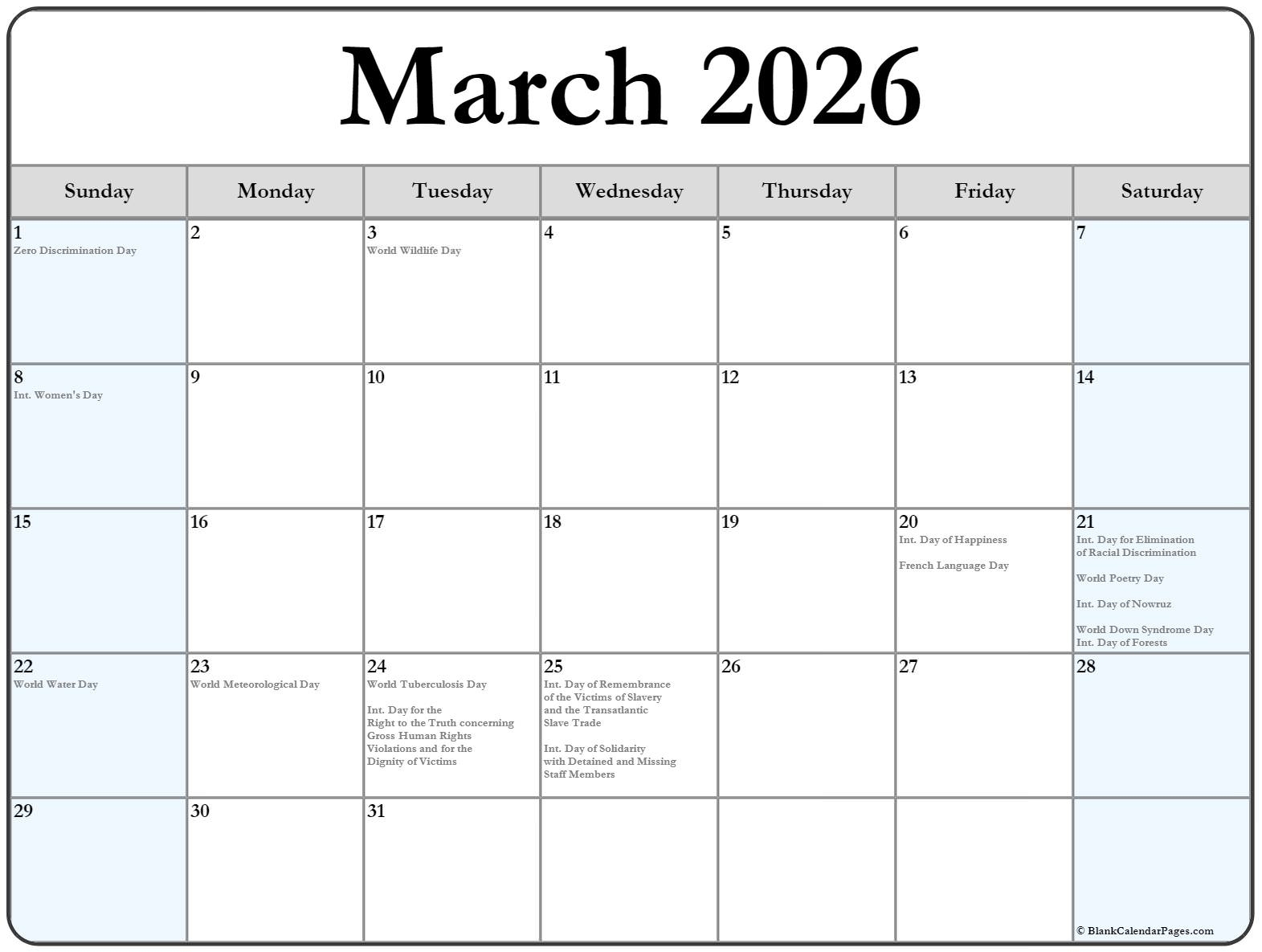 March Mammal Madness 2026 Calendar