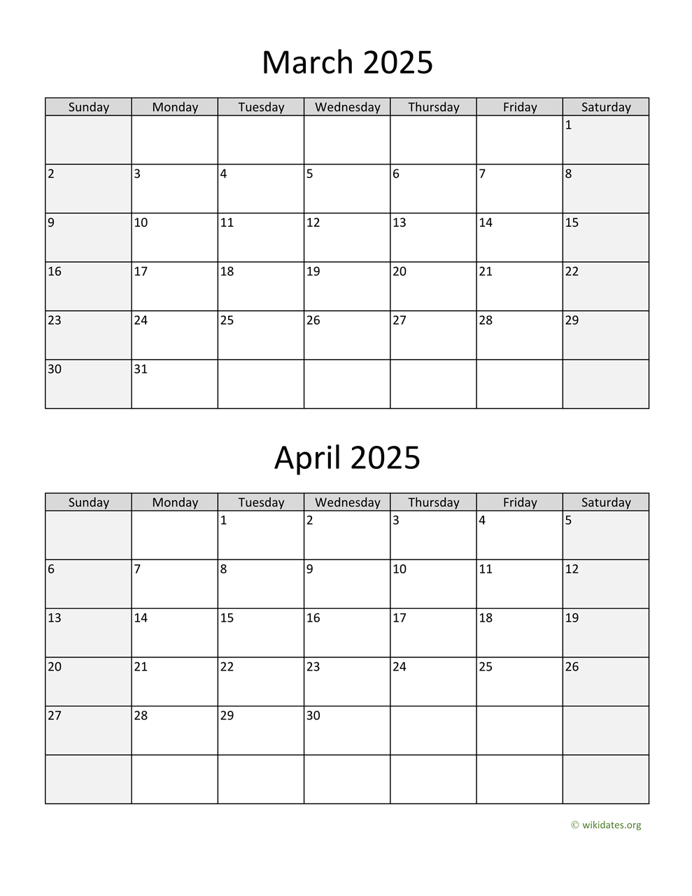 March And April 2025 Calendar WikiDates