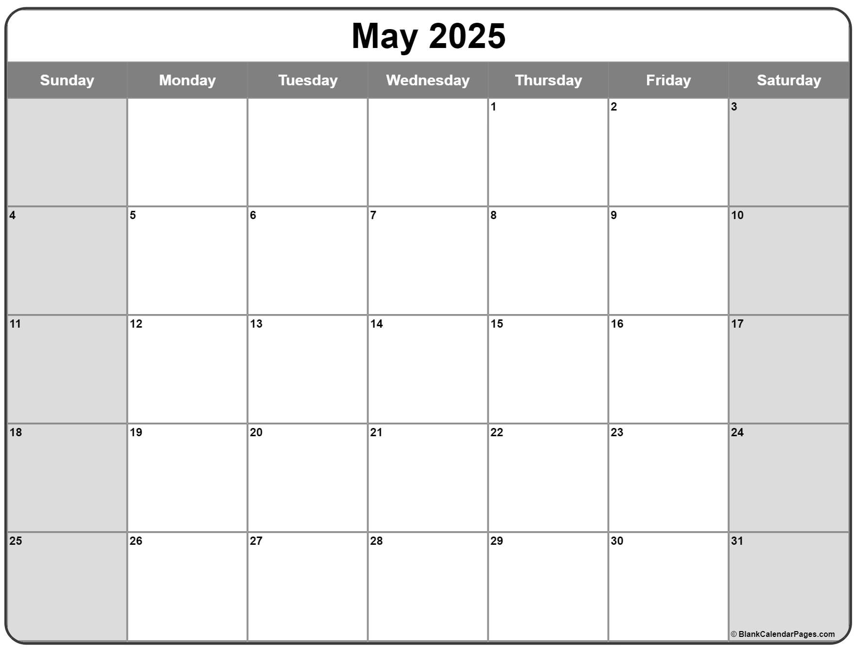 May 2025 Calendar Free Printable Calendars