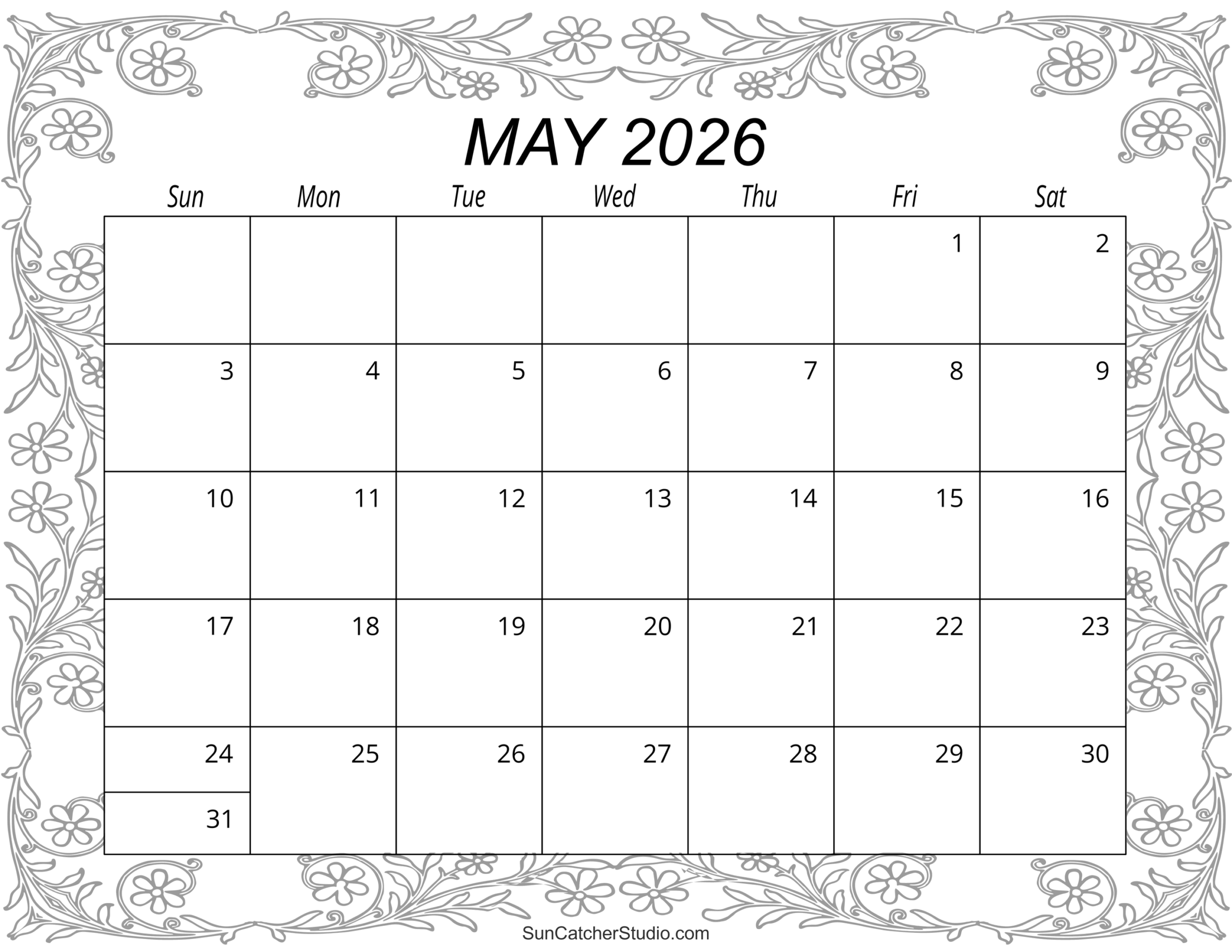 2026 Calendar May
