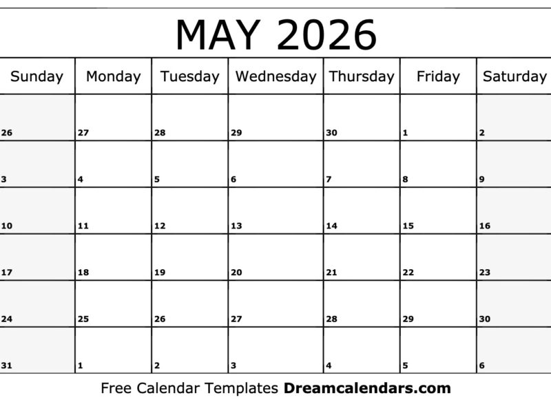 May 2026 Calendar Free Printable With Holidays And Observances