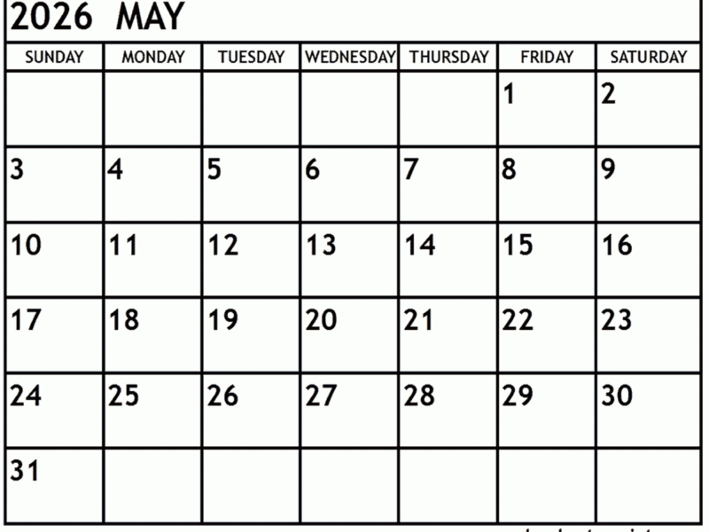 May 2026 Calendar Printable