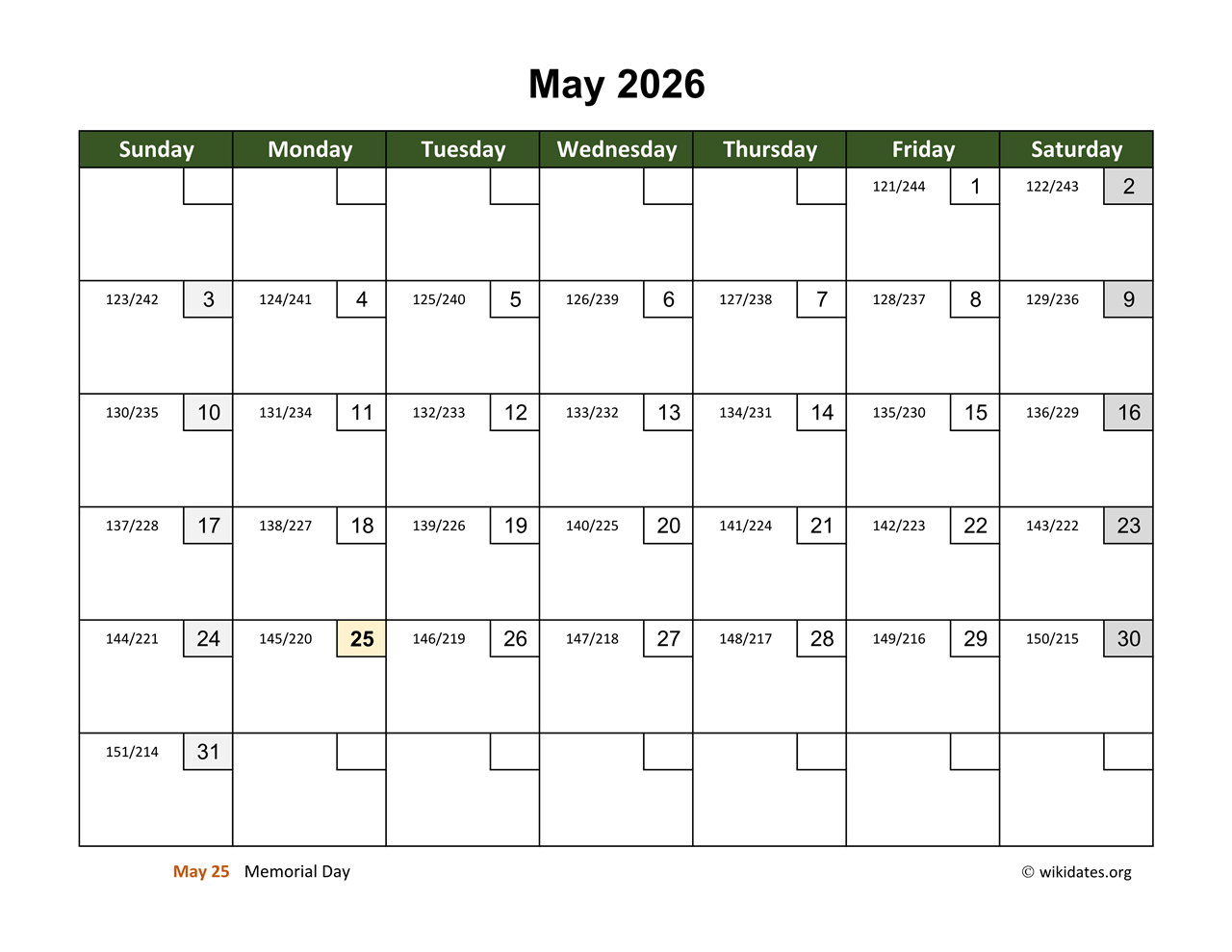 National Day Calendar May 2026