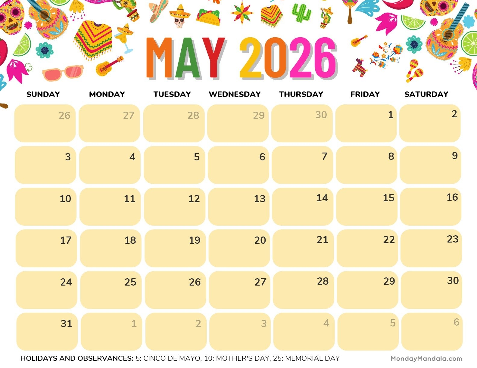 May 2026 Calendars 52 Free PDF Printables 