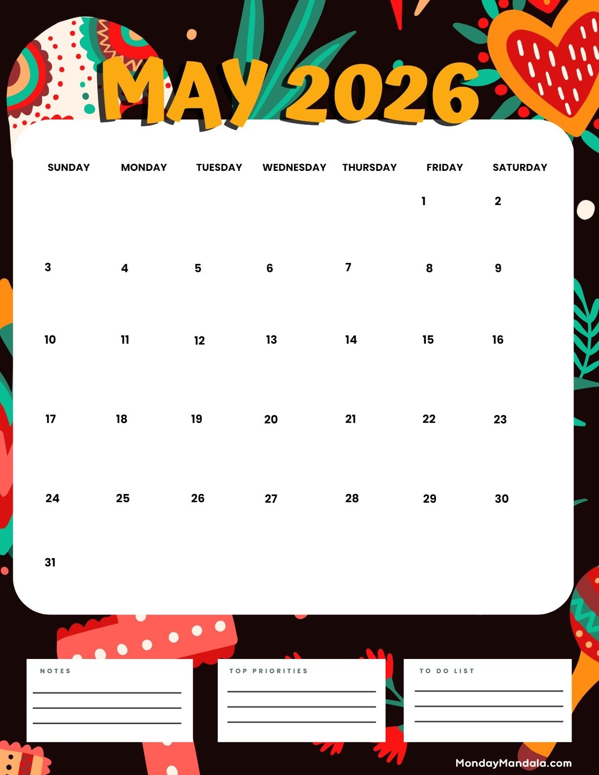 Mayo 2026 Calendar