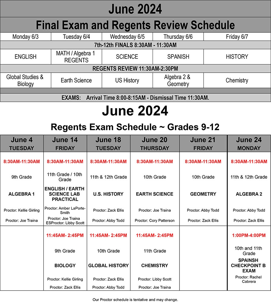June 2025 Regents Calendar