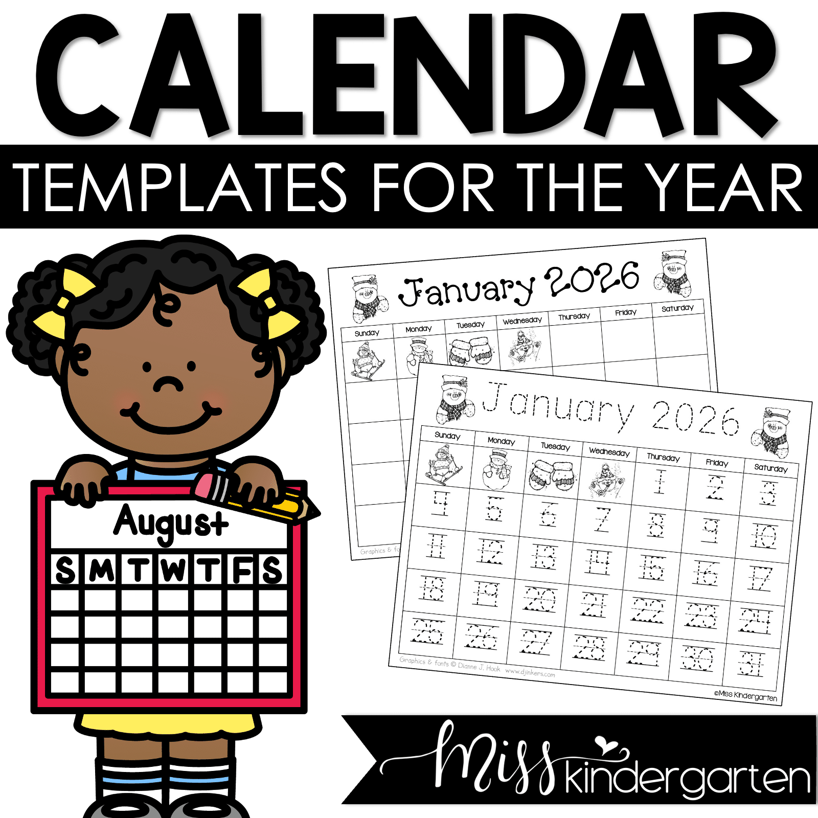 Monthly Editable Calendar Templates 2025 U0026 2026 Plus Yearly Updates Miss Kindergarten