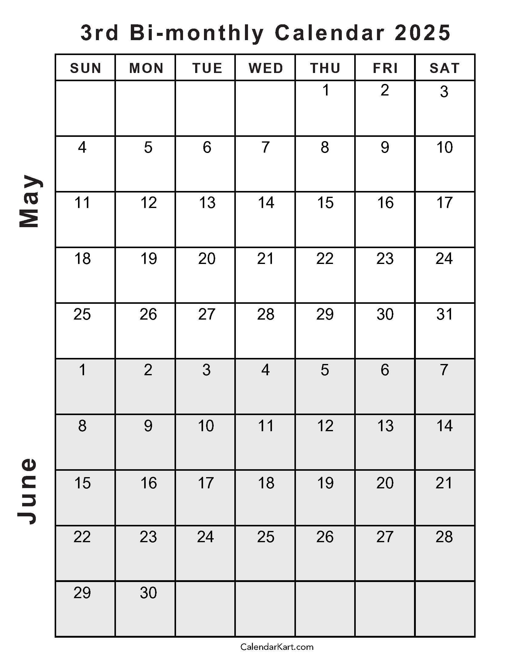 Printable May June 2025 Calendar Templates Calendarkart