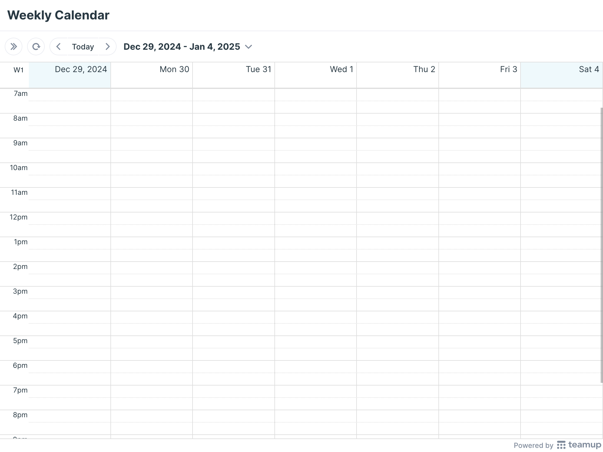 Printable Weekly Calendar 2025 Teamup