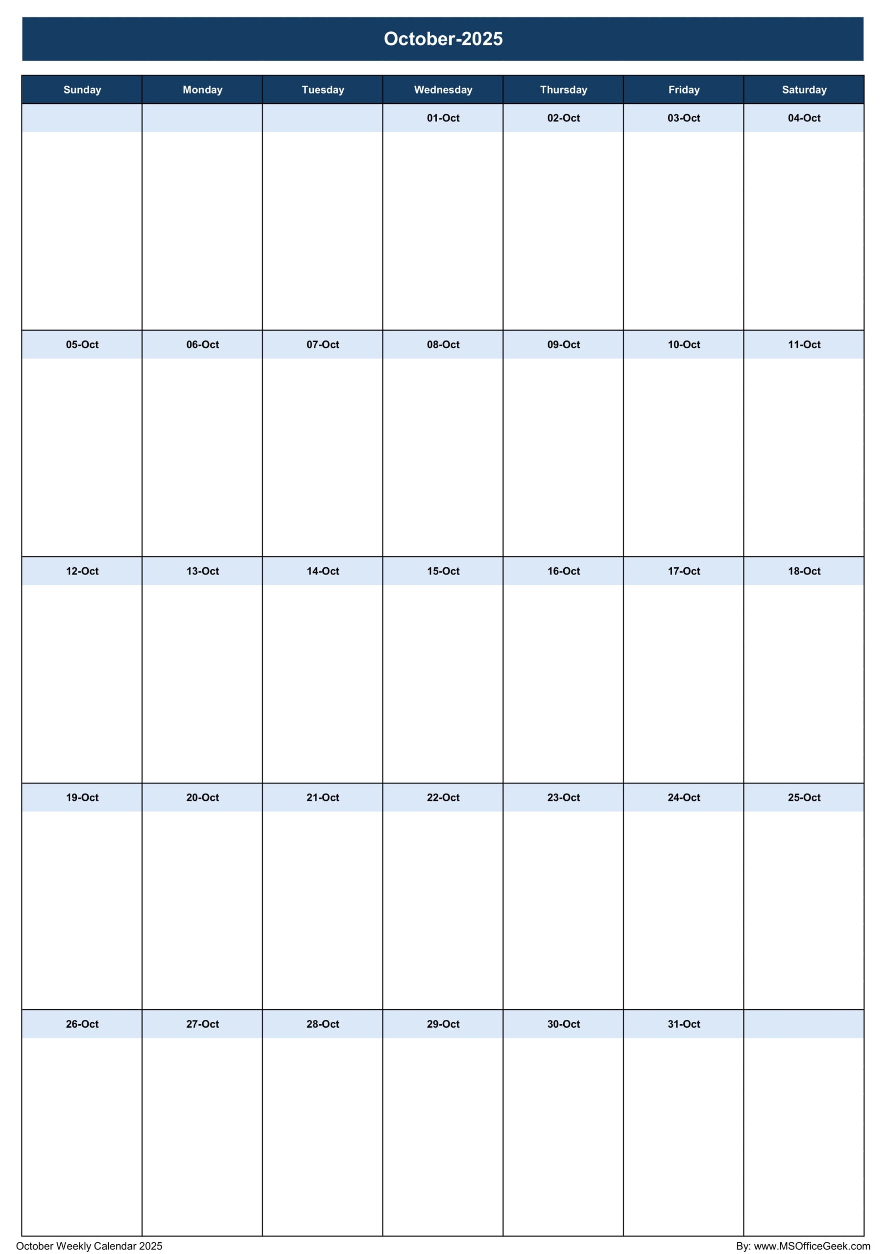 Ready To Use Printable Weekly Calendar 2025 MSOfficeGeek