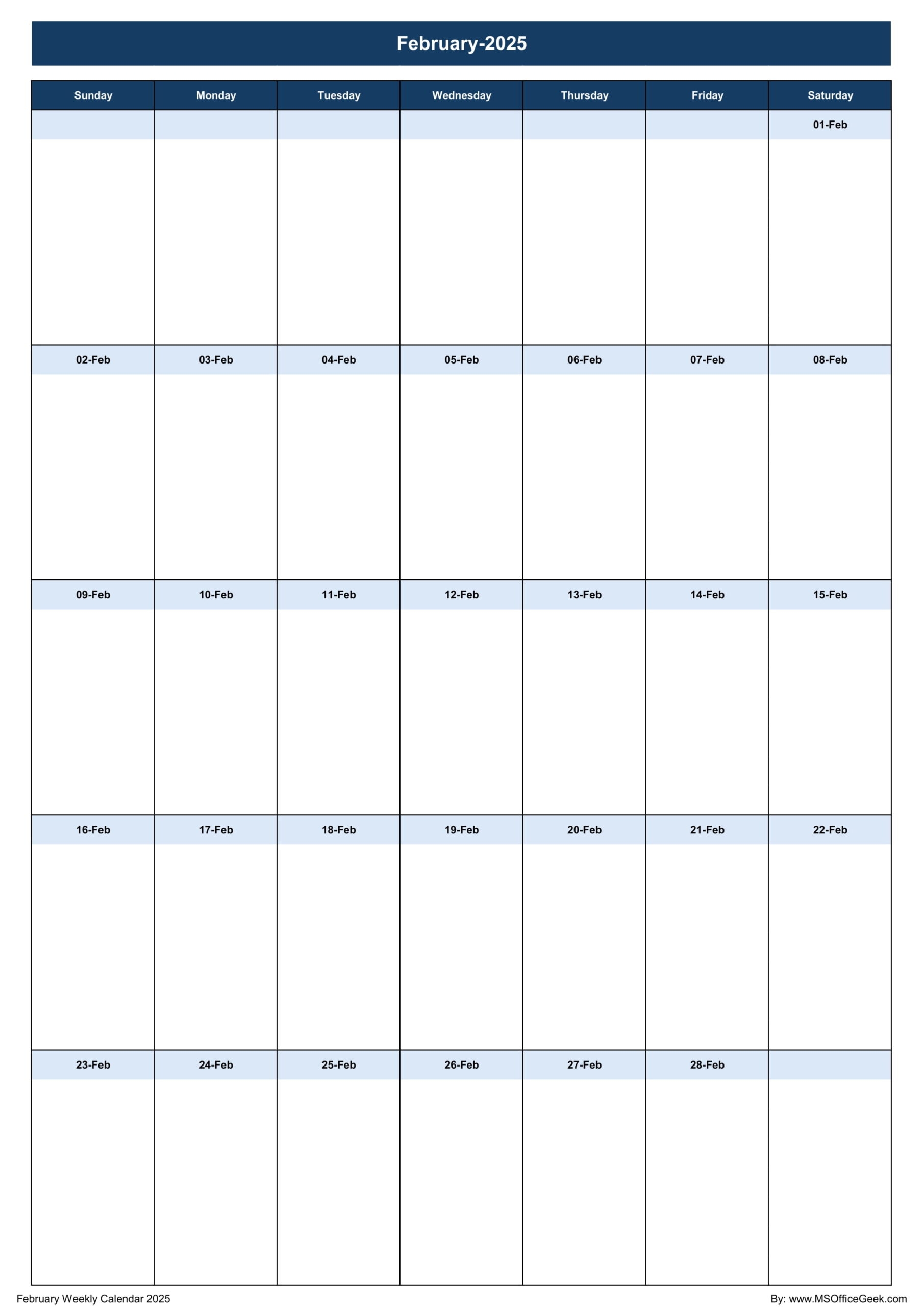 Ready To Use Printable Weekly Calendar 2025 MSOfficeGeek