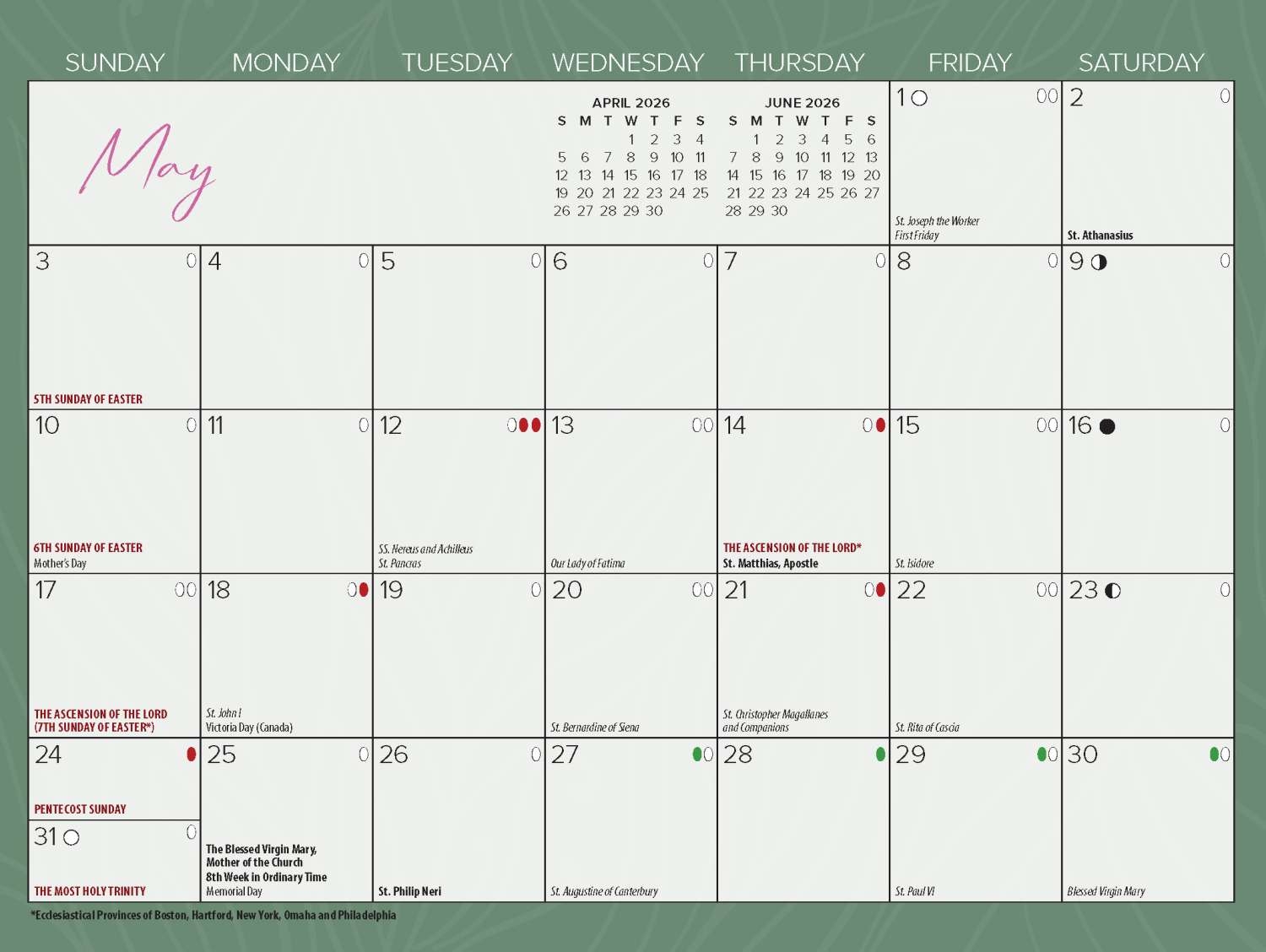 Scenic Catholic Calendar English Blue Mound Graphics