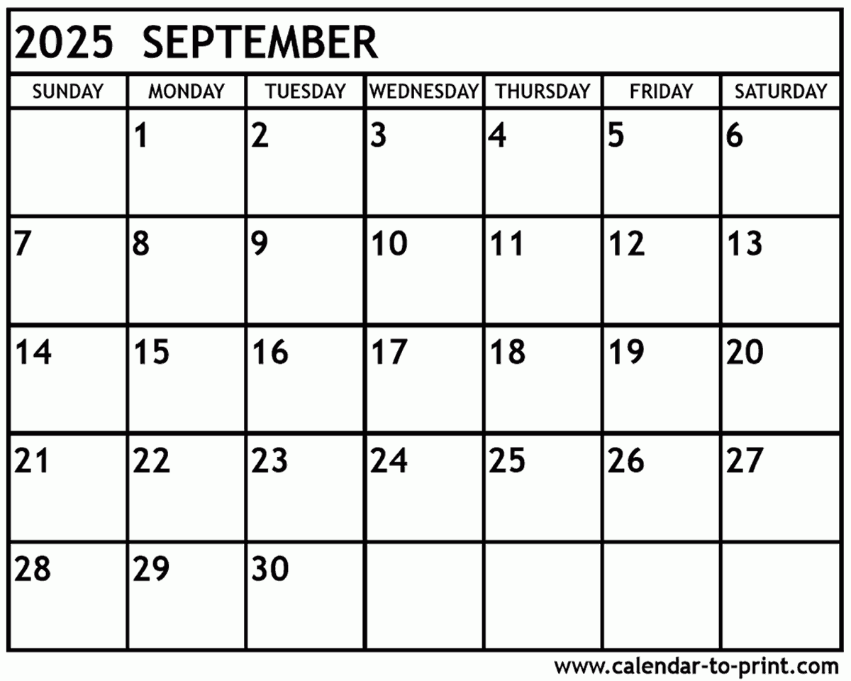 Calendar June - September 2025