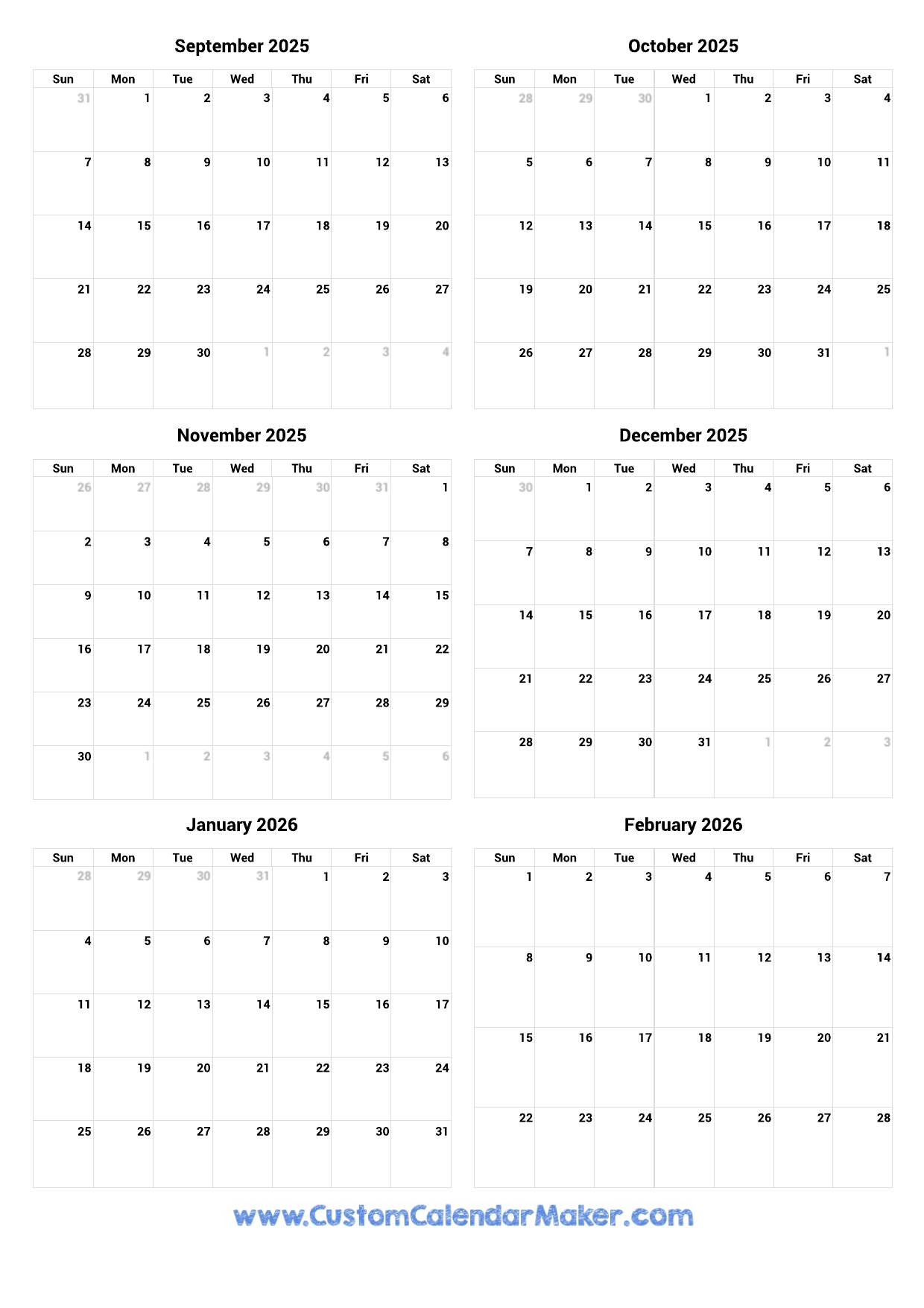 Calendar From September 2025 To June 2026