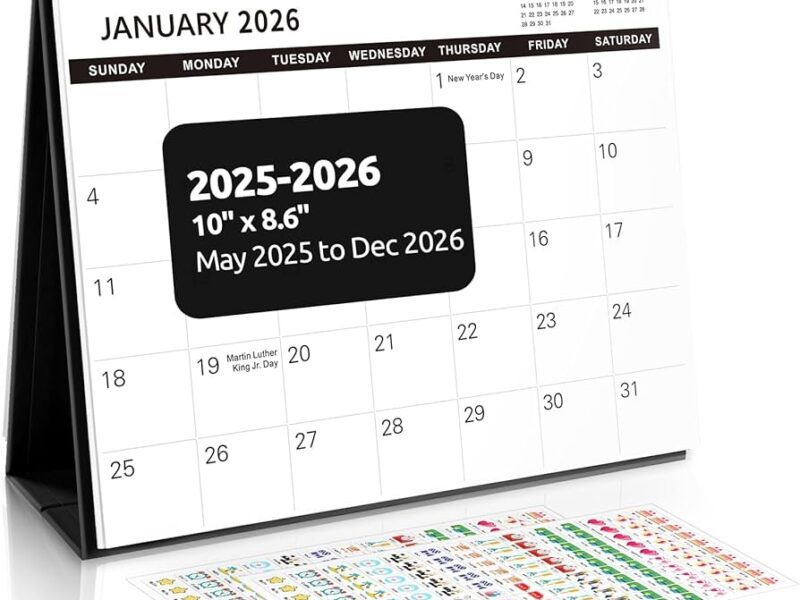 SKYDUE Desk Calendar 2025 2026 May 2025 To Dec 2026 20 Months Small Desk Calendar With Planner Stickers 10
