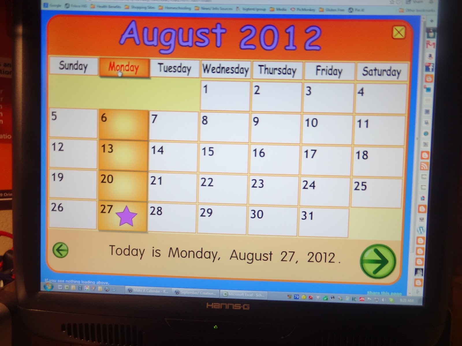 Starfall Let s Make A Calendar Printable Recipe Cards Central