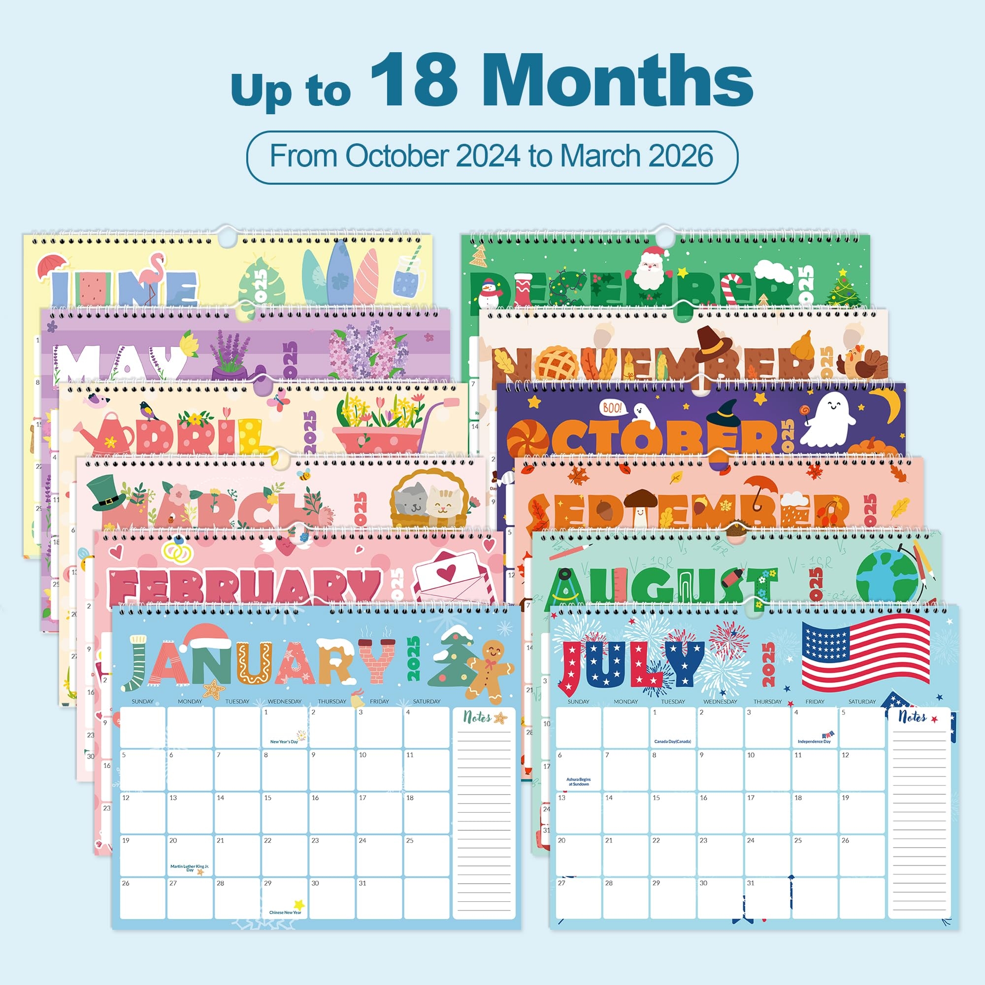 SUNEE Wall Calendar 2023 2025 21 Months October 2023 To June 2025 Hanging Monthly Calendar With Lines 14 5 X 11 5 Cute Amazon in Office Products