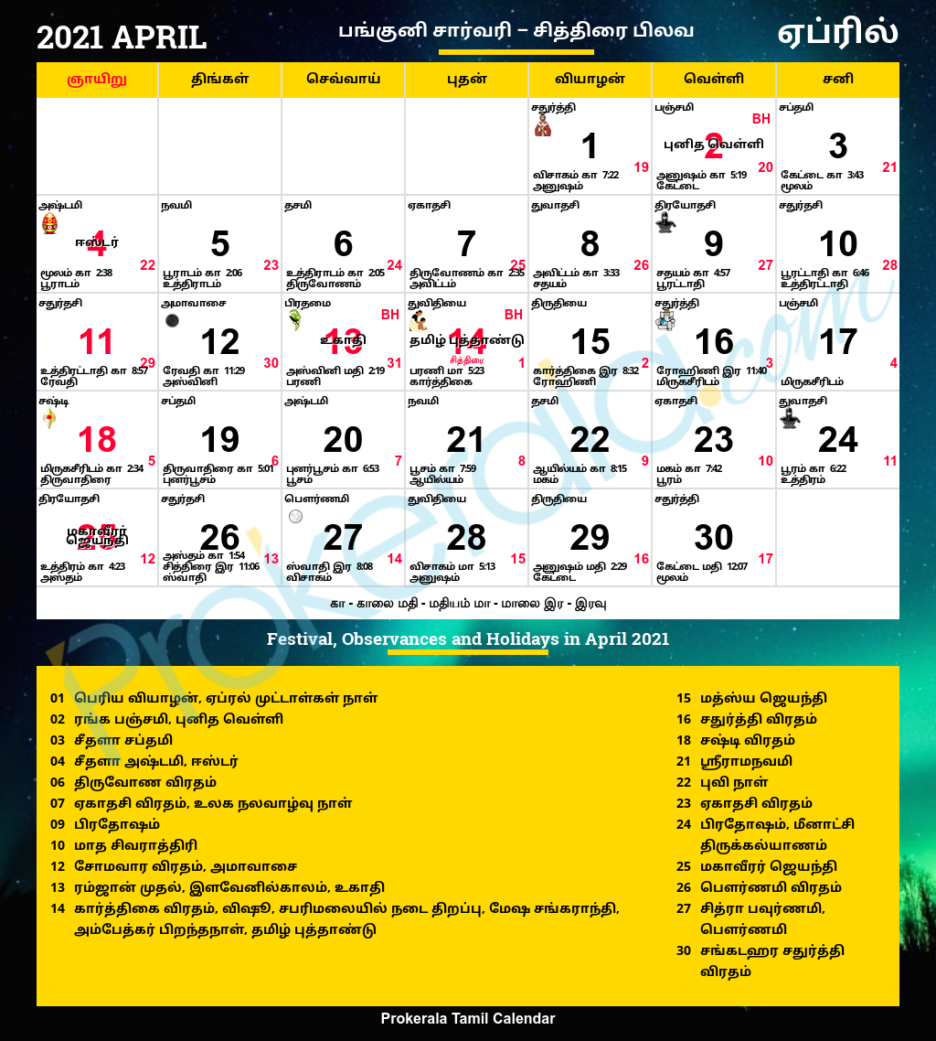 April 2026 Tamil Calendar