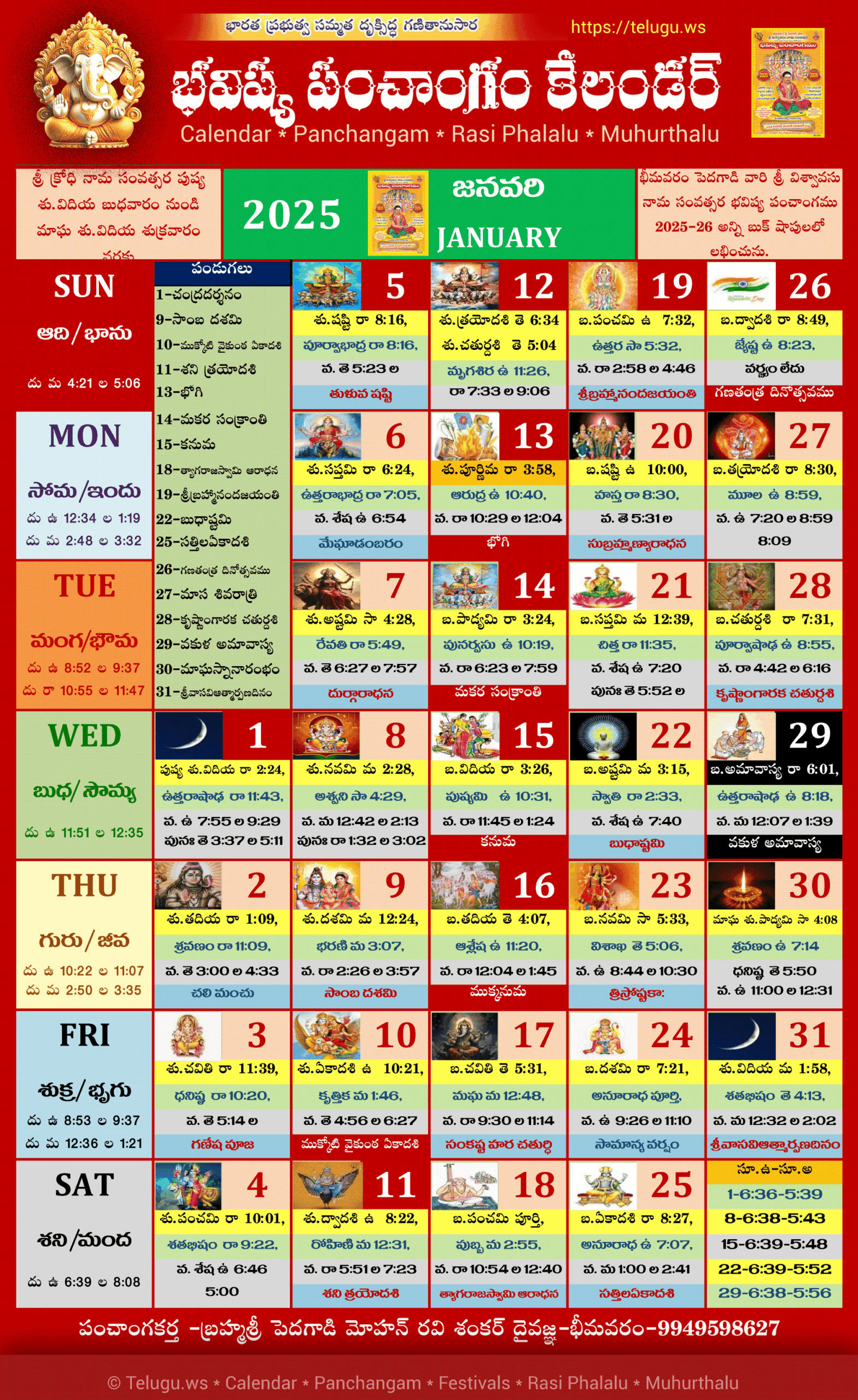 Telugu Calendar 2025 June