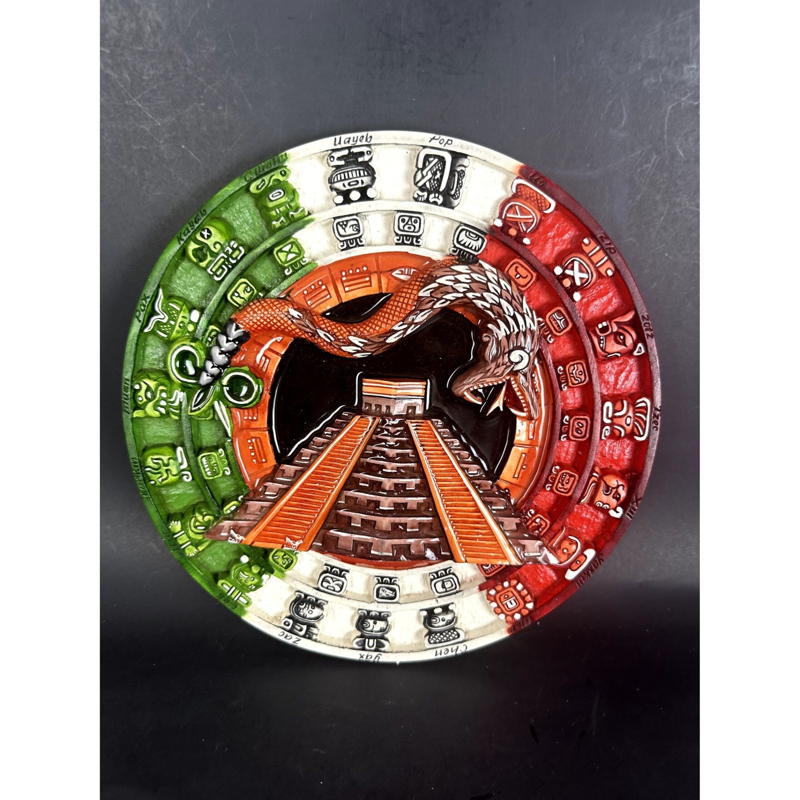 The Mayan Haab And Tzolkin Calendar With Chichenitza Pyramid Dragon Wall Hanging Decor Etsy New Zealand
