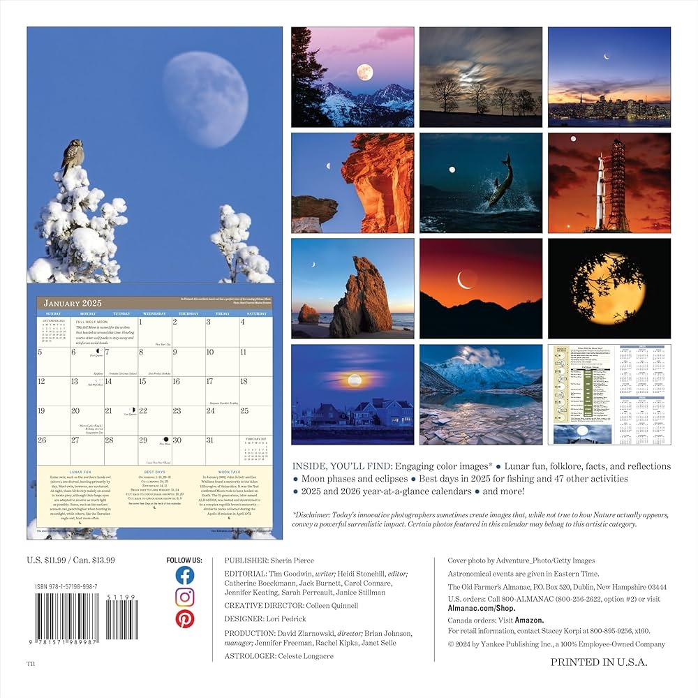 The Old Farmer s Almanac 2025 Moon Calendar Old Farmer s Almanac 9781571989987 Books Amazon ca