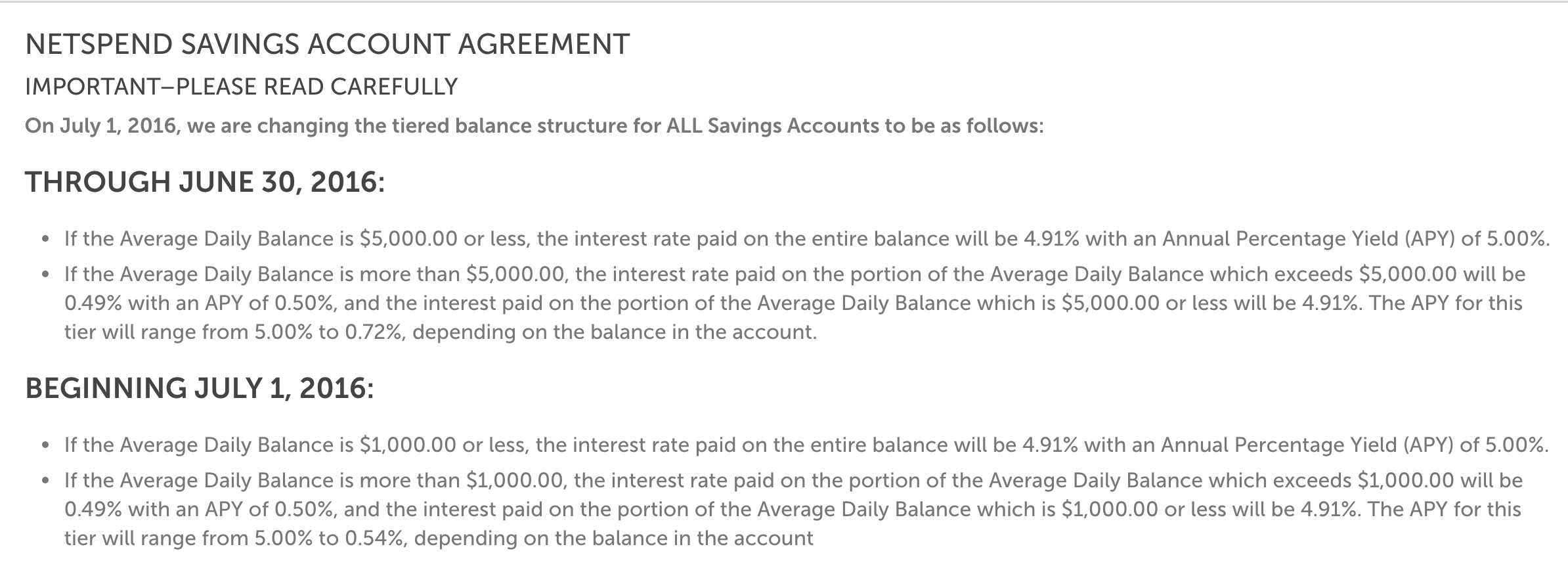 Update Netspend Neuters Their 5 Savings Account Effective July 