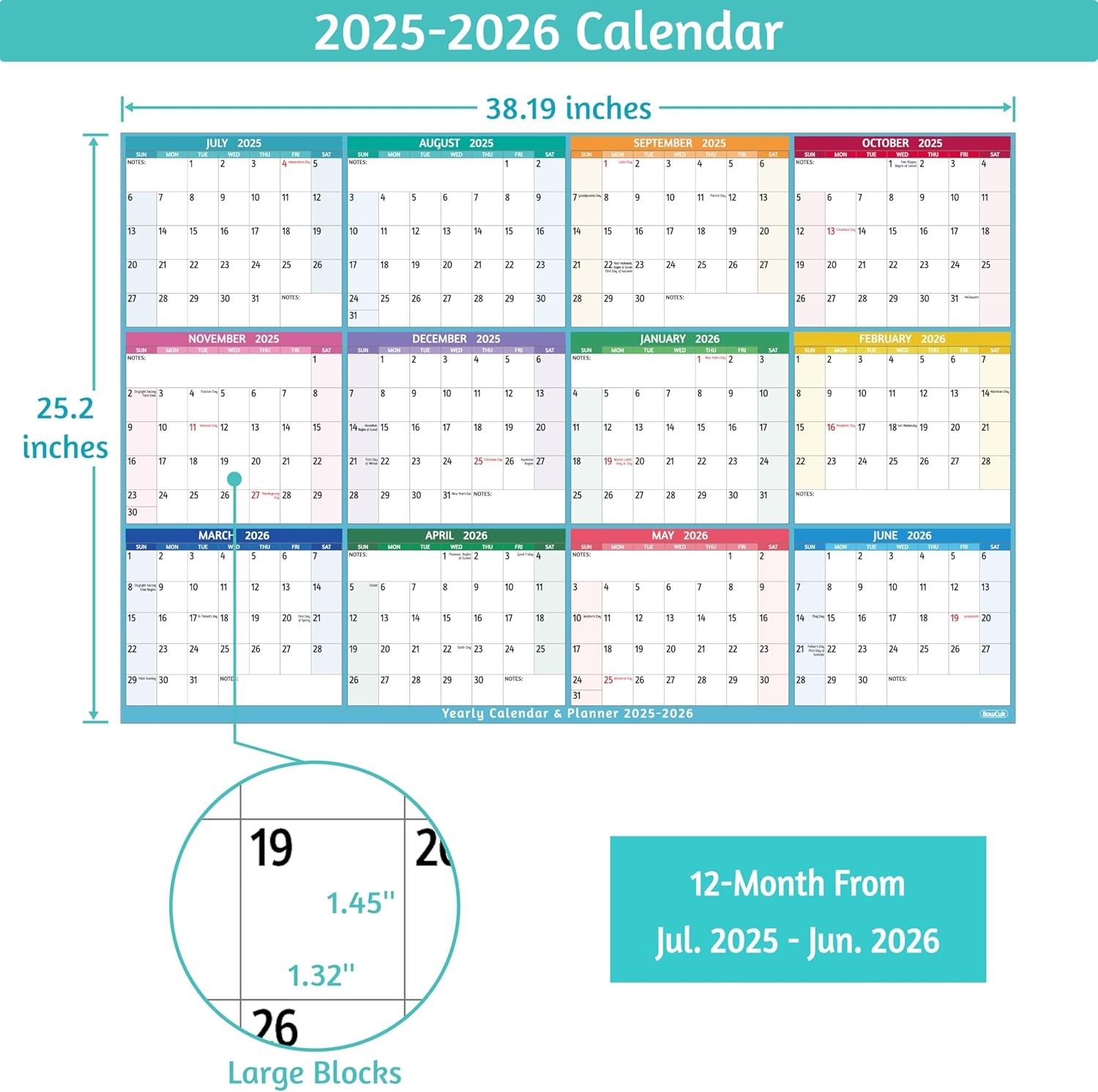 Yearly Wall Calendar 2025 2026 Large Yearly Kenya Ubuy
